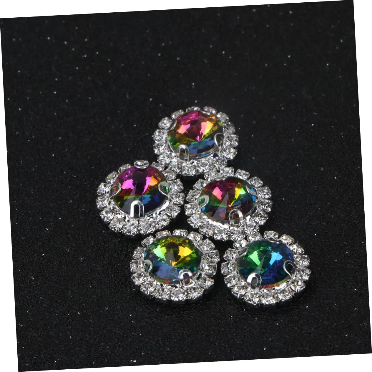 Стрази Плоскі Круглі STOBOK 60шт Райдужні для рукоділля, весільних та вечірніх прикрас, прикрас столу, виготовлення ювелірних виробів та іншого, фото №6