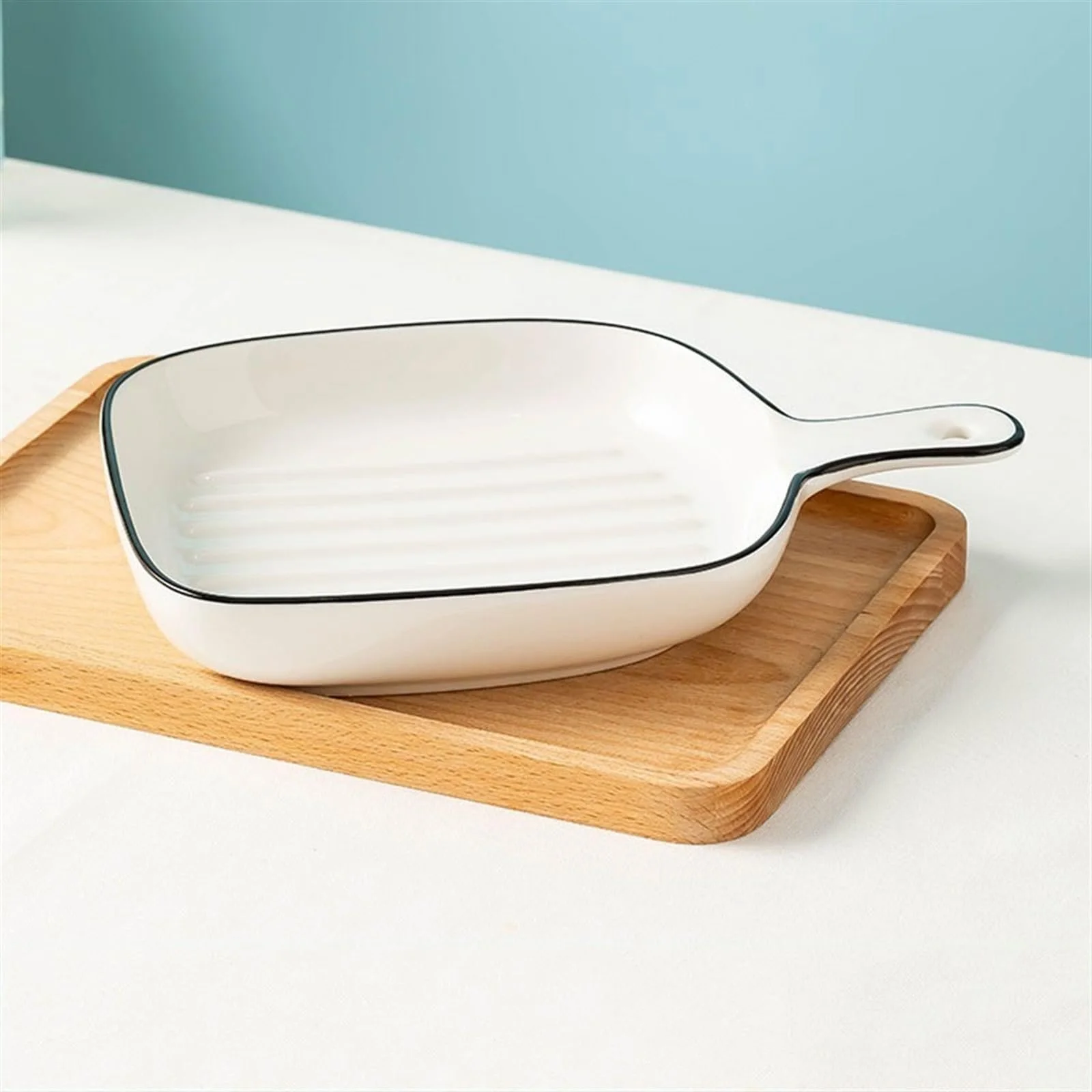 Форма для запекания Керамическая с ручкой Фарфоровая для микроволновой печи и духовки, фото №4