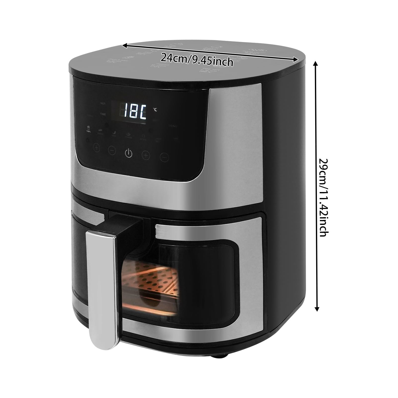 Мультипіч Digital Hot Air Fryer 7L Family Size сенсорний дисплей 9 програм чорна, фото №7 Мультипіч Digital Hot Air Fryer 7L Family Size сенсорний дисплей 9 програм чорна, фото №7