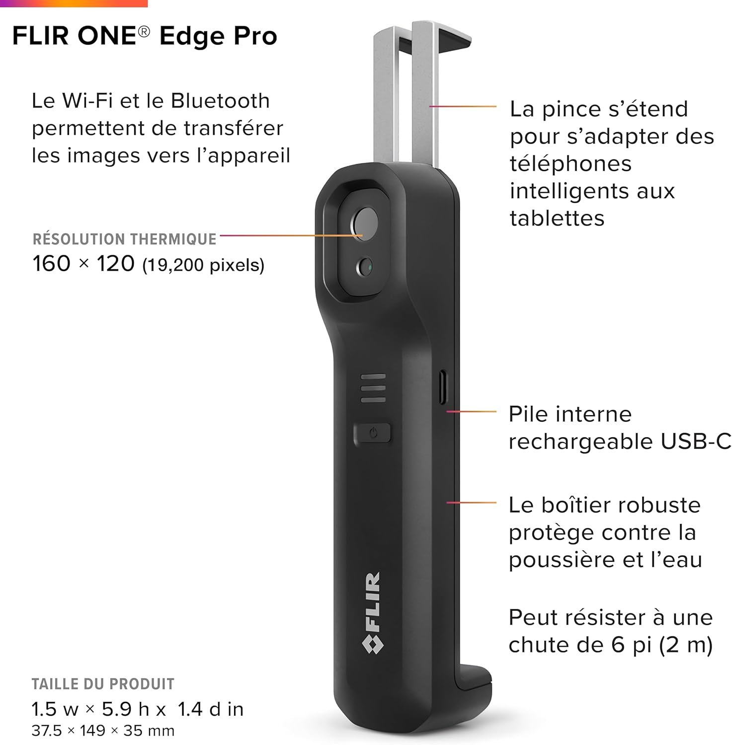 Тепловизионная камера FLIR ONE Edge Pro Чёрный, фото №3