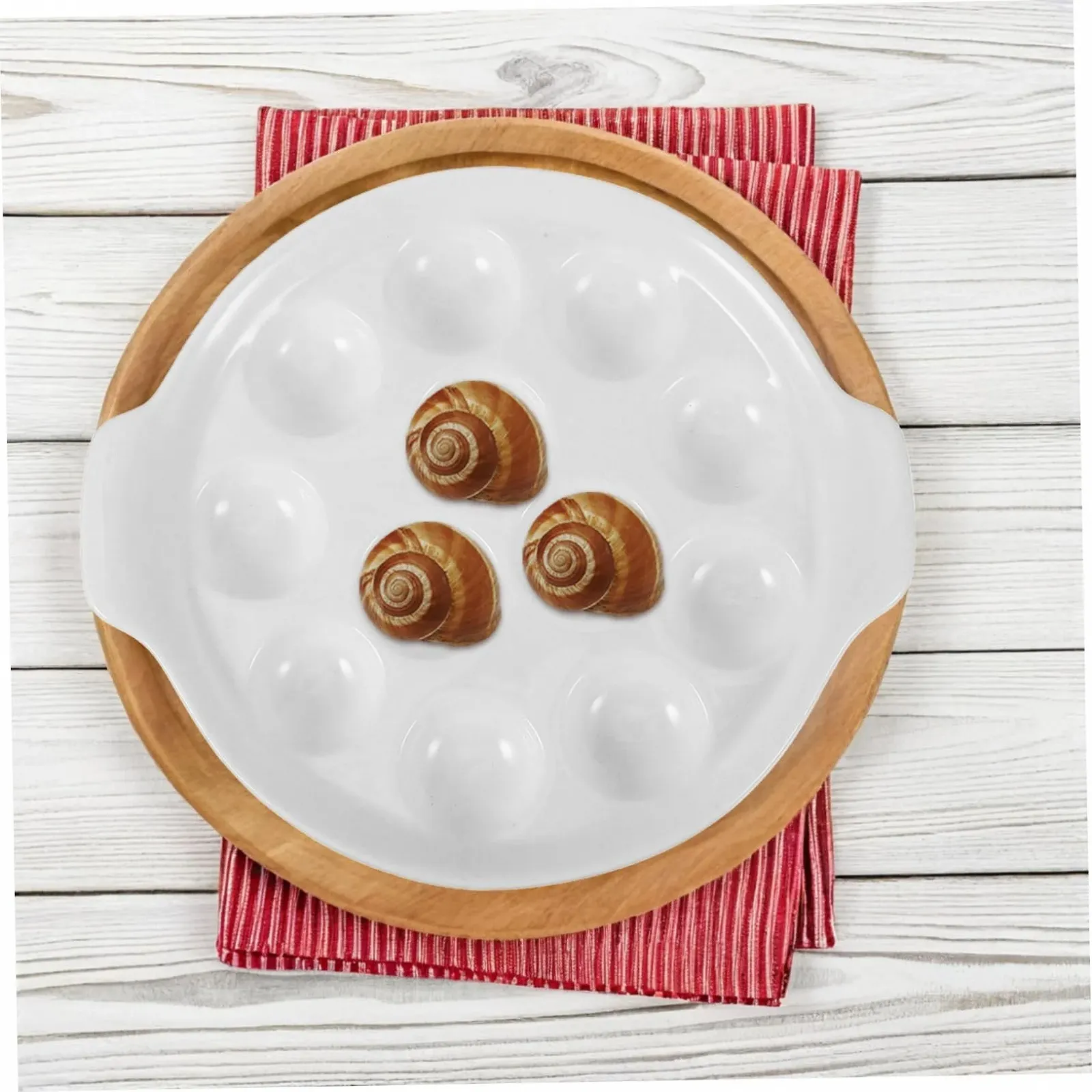 Форма для запікання равликів VALICLUD керамічна з отворами та ручками біла, фото №7 Форма для запікання равликів VALICLUD керамічна з отворами та ручками біла, фото №7