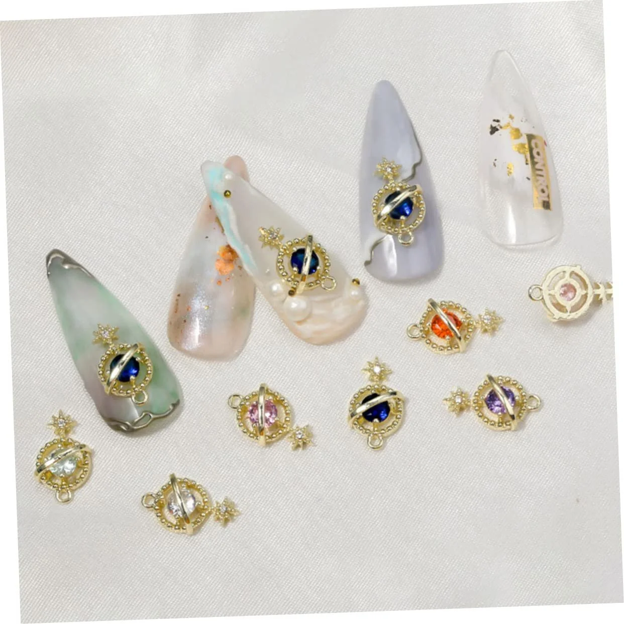 Прикраса для манікюру з цирконом Планета NOLITOY 6 шт., фото №5