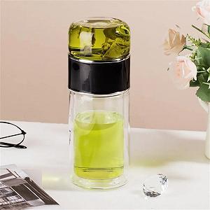 Стеклянный термос с двойными стенками для чая Infuser 280 мл черный - Фото 1