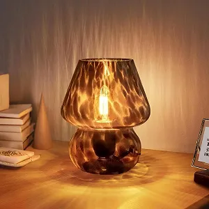 Настільна лампа Mushroom Lamp вінтажна скляна у формі гриба димована 3 режими світла LED ретро - Фото 1