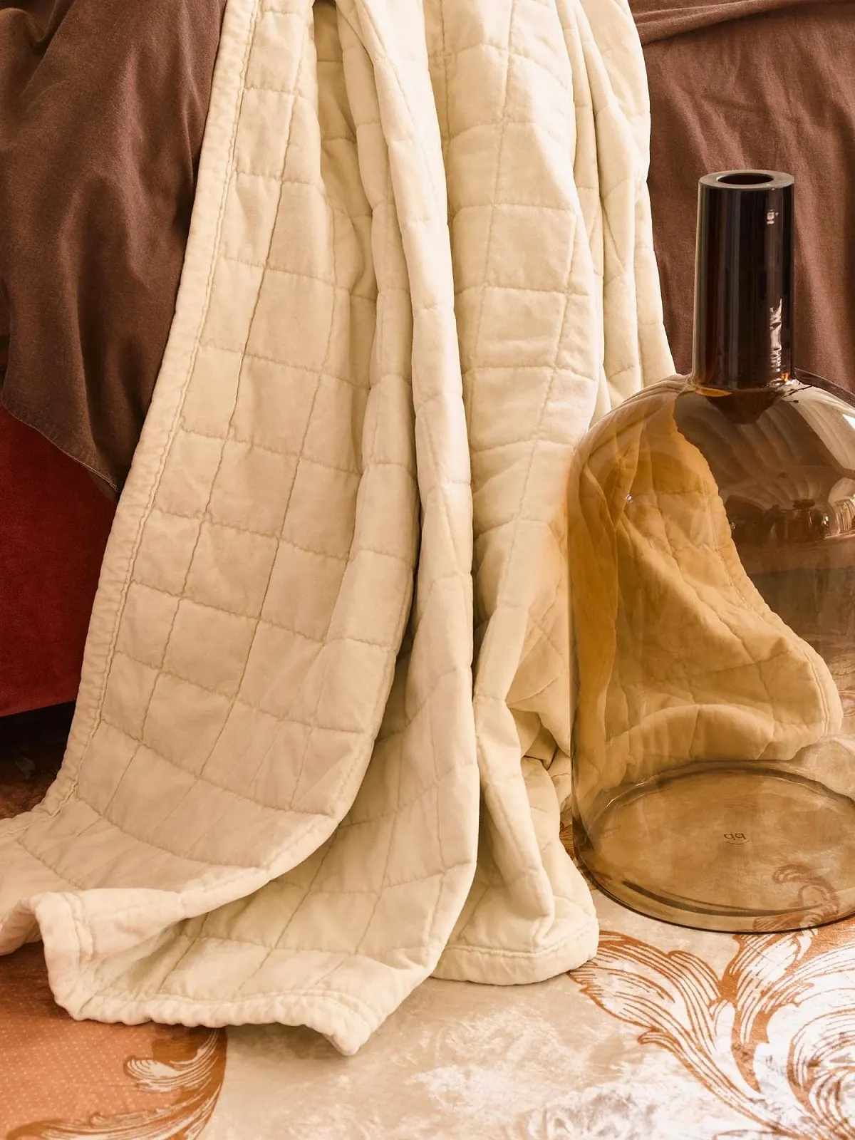 Покривало Essenza Julia Sand 270 x 265 см Бавовняний Оксамит Однотонний, фото №4