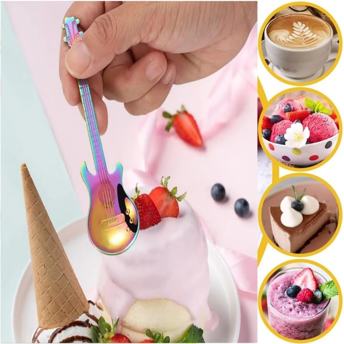 Ложка Тип Гітара Набір 3 шт. Різнокольорова Нержавіюча сталь, фото №3