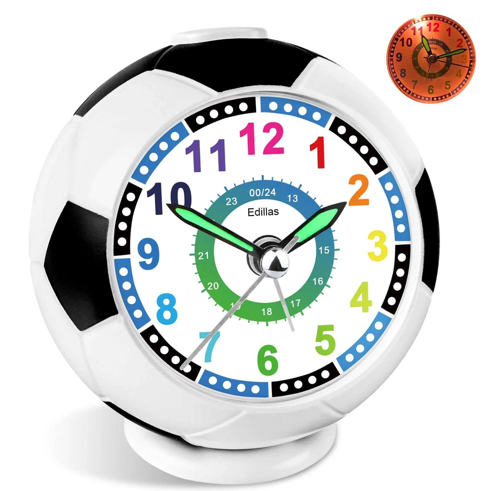 Будильник Edillas Дитячий Футбольний з підсвічуванням і функцією повтору сигналу, фото №1