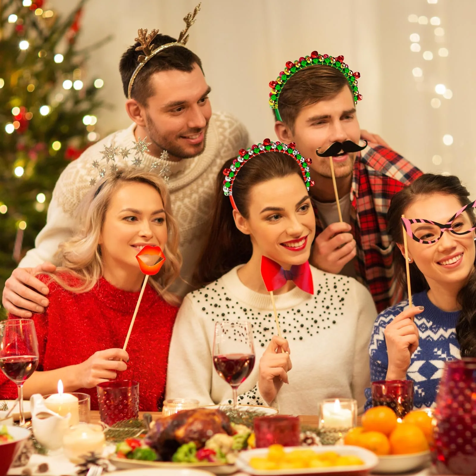 Різдвяний Обруч для Волосся з Дзвіночком Різдво Червоний Зелений, фото №4 Різдвяний Обруч для Волосся з Дзвіночком Різдво Червоний Зелений, фото №4