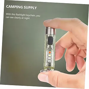 USB Перезаряджуваний LED Міні Ліхтарик з брелоком Міцний нержавіюча сталь PC для зовнішнього використання для кемпінгу Портативний підвісний synthetic.ua - Фото 1