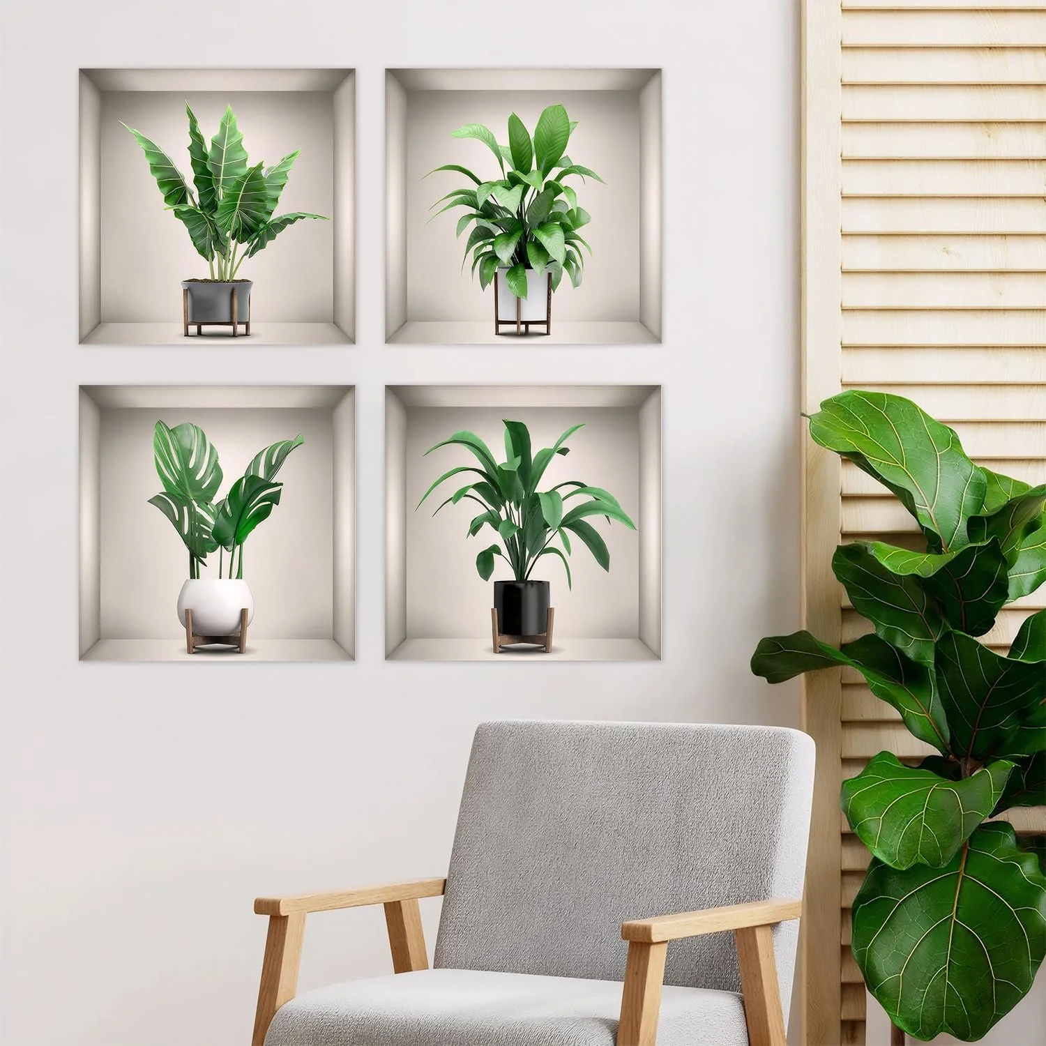 Наклейки на стіну Vase Wall Stickers 3D 4 шт., фото №4