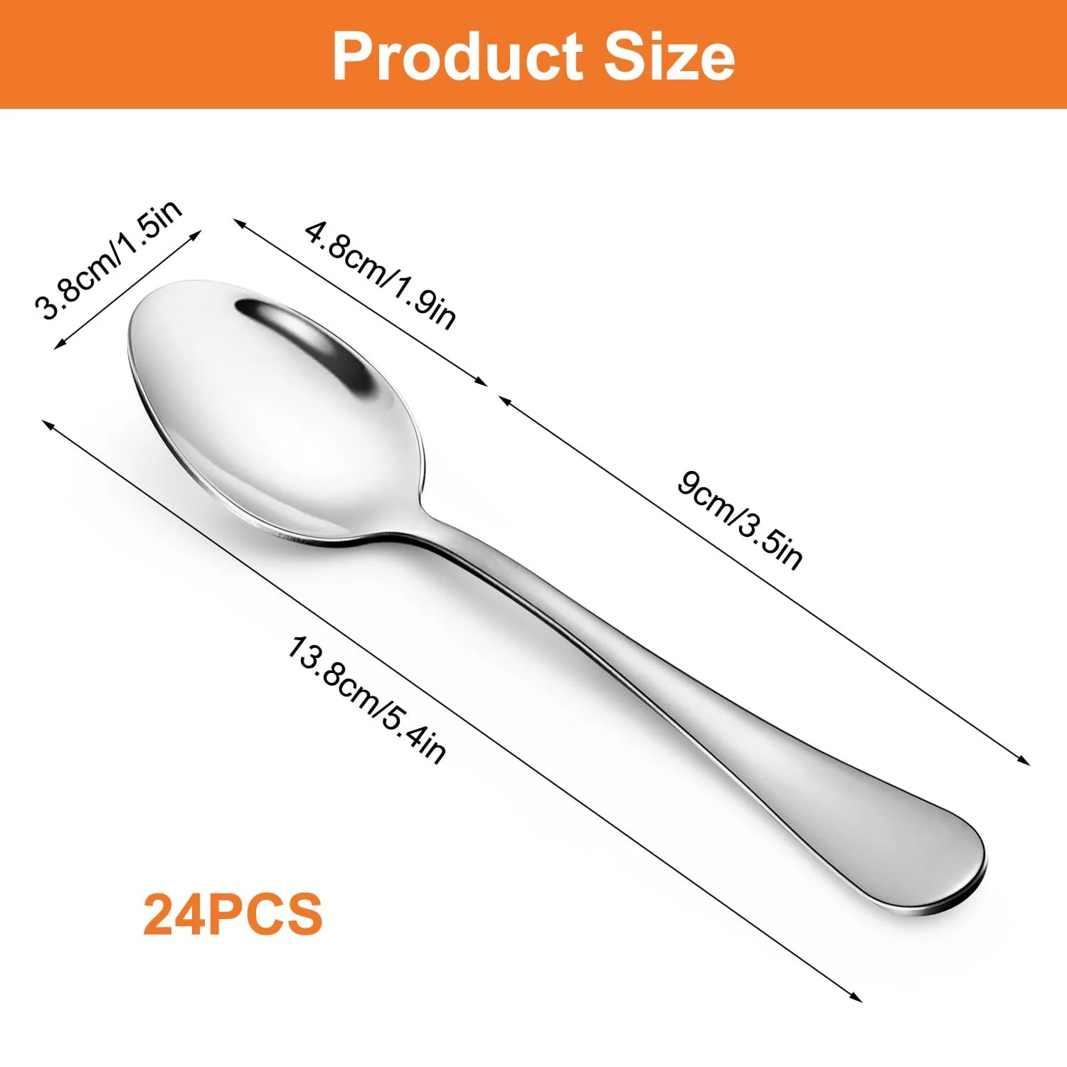 Ложка чайна з нержавіючої сталі набір з 24 штук, фото №2