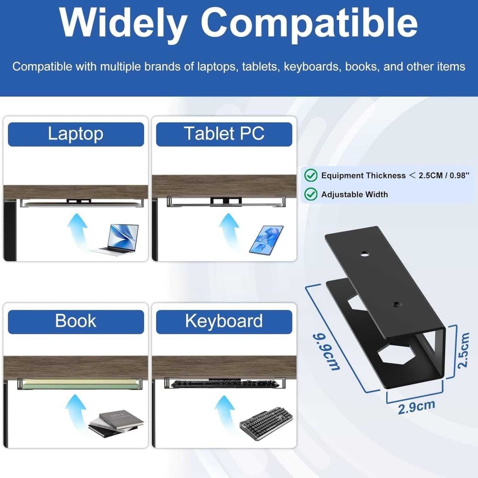 Держатель для ноутбука Robuste под стол с крепежным винтом, компактный кронштейн, полка для хранения ноутбука под столом для устройств, фото №7 Держатель для ноутбука Robuste под стол с крепежным винтом, компактный кронштейн, полка для хранения ноутбука под столом для устройств, фото №7
