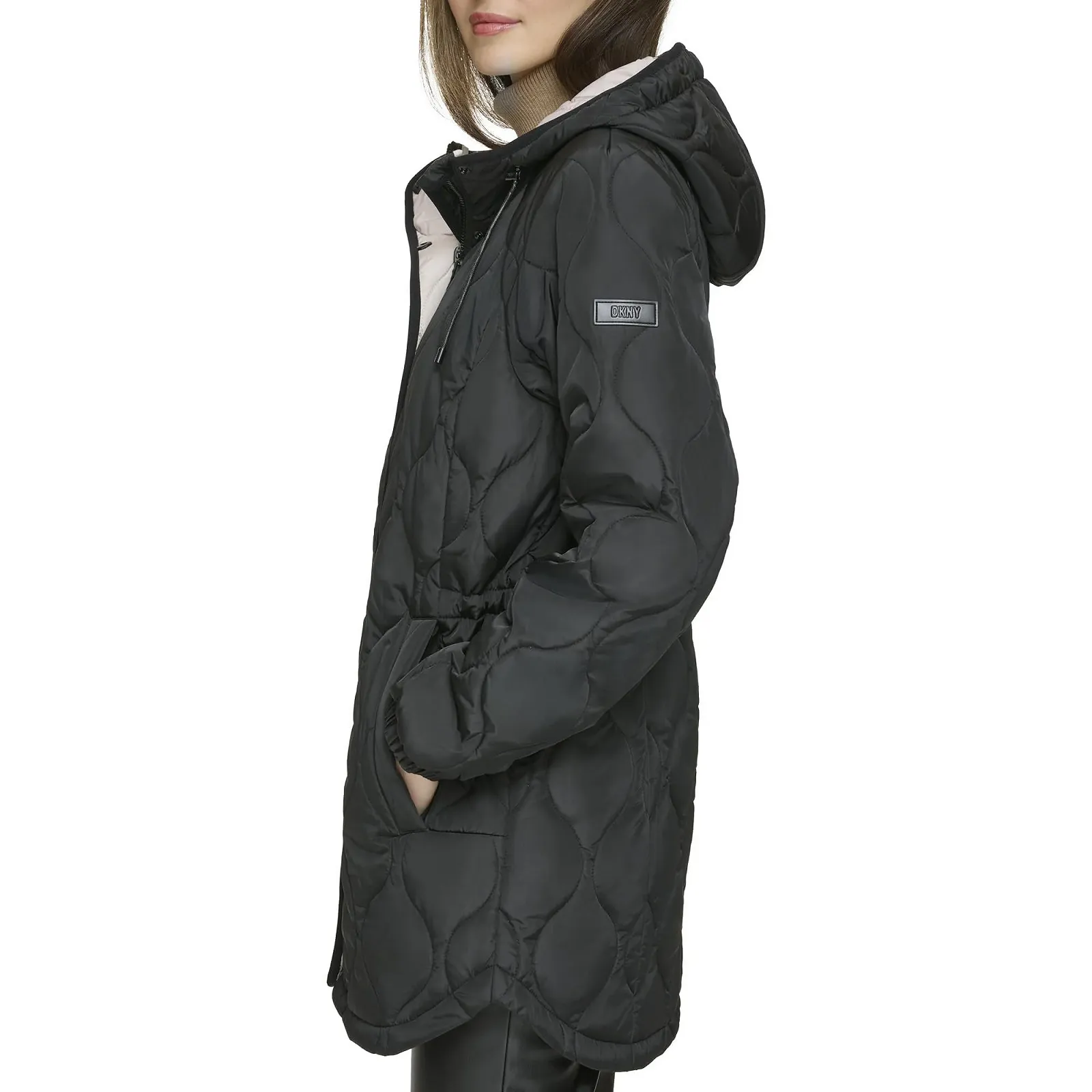 Женское стеганое пальто DKNY на молнии с капюшоном Quilt, фото №2 Женское стеганое пальто DKNY на молнии с капюшоном Quilt, фото №2