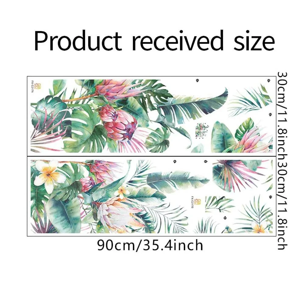 Наклейки на стіну Тропічне листя та квіти Набір із 2 шт. 30x90 см, фото №2
