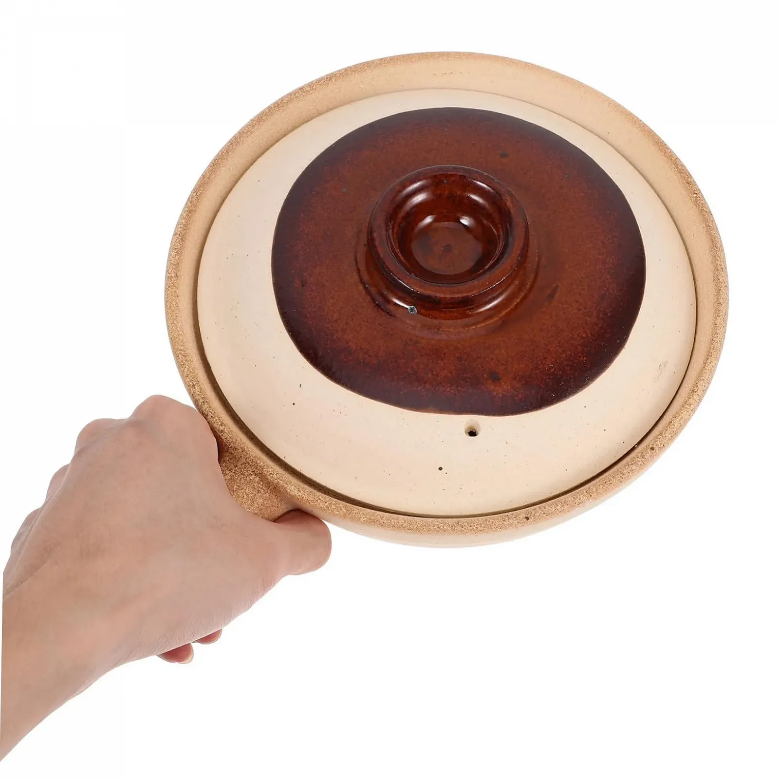 Керамическая кастрюля GALPADA с крышкой терракотовая для духовки и рисовых блюд, фото №8