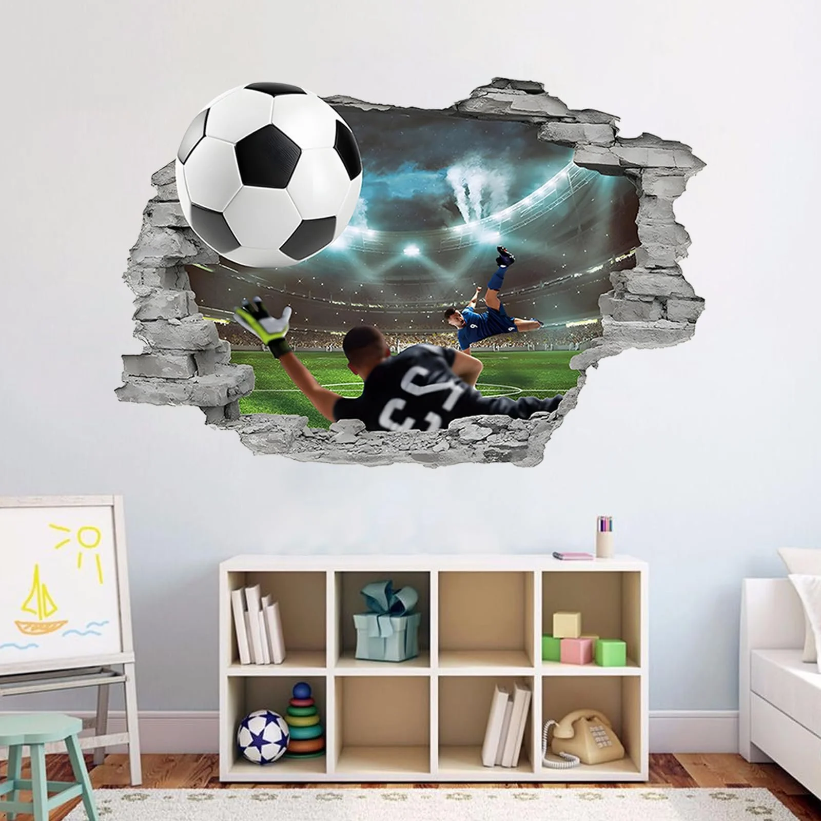 Наклейка на стіну Футбол 3D Самоклейна ПВХ, фото №4