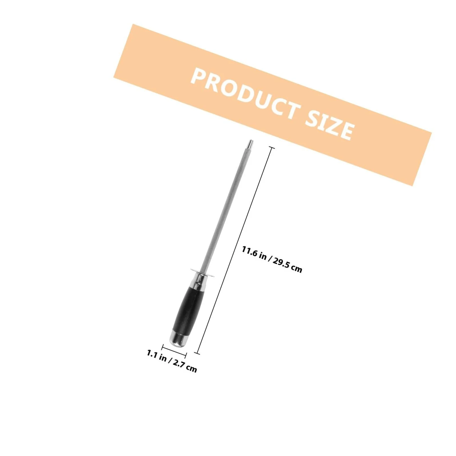 Мусат із нержавіючої сталі з великою поверхнею дрібнозернистий із закругленими краями висувний, фото №2