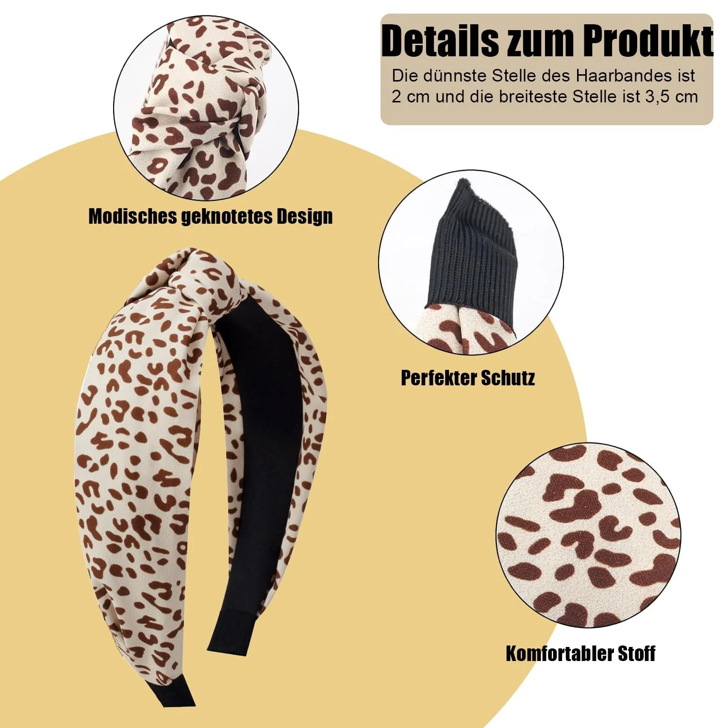 Набір обручів на голову 4 шт, Леопардовий принт, фото №6