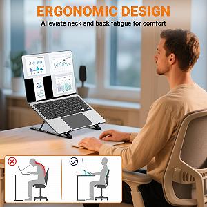 Підставка для ноутбука алюмінієвий сплав складаний портативний 10-17.3 дюймів (Чорний) synthetic.ua - Фото 1