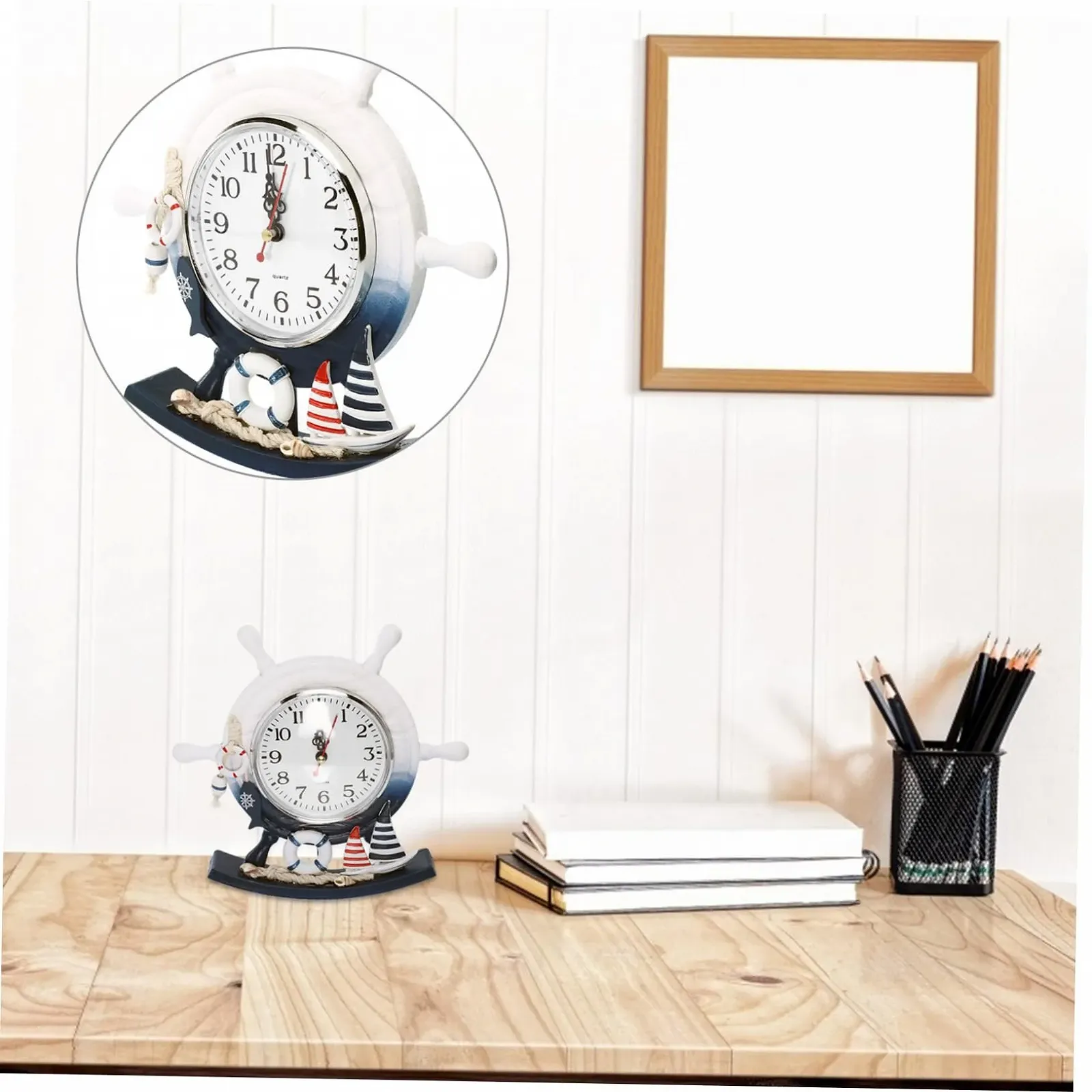 Настільний годинник у середземноморському стилі FUNOMOCYA, тихий, креативний, з маятником, фото №4 Настільний годинник у середземноморському стилі FUNOMOCYA, тихий, креативний, з маятником, фото №4