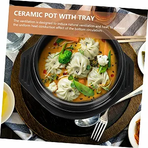 Керамічна каструля Sosoport 1 набір з підставкою багатофункціональна чаша для бібімбапа супу пасти synthetic.ua - Фото 1