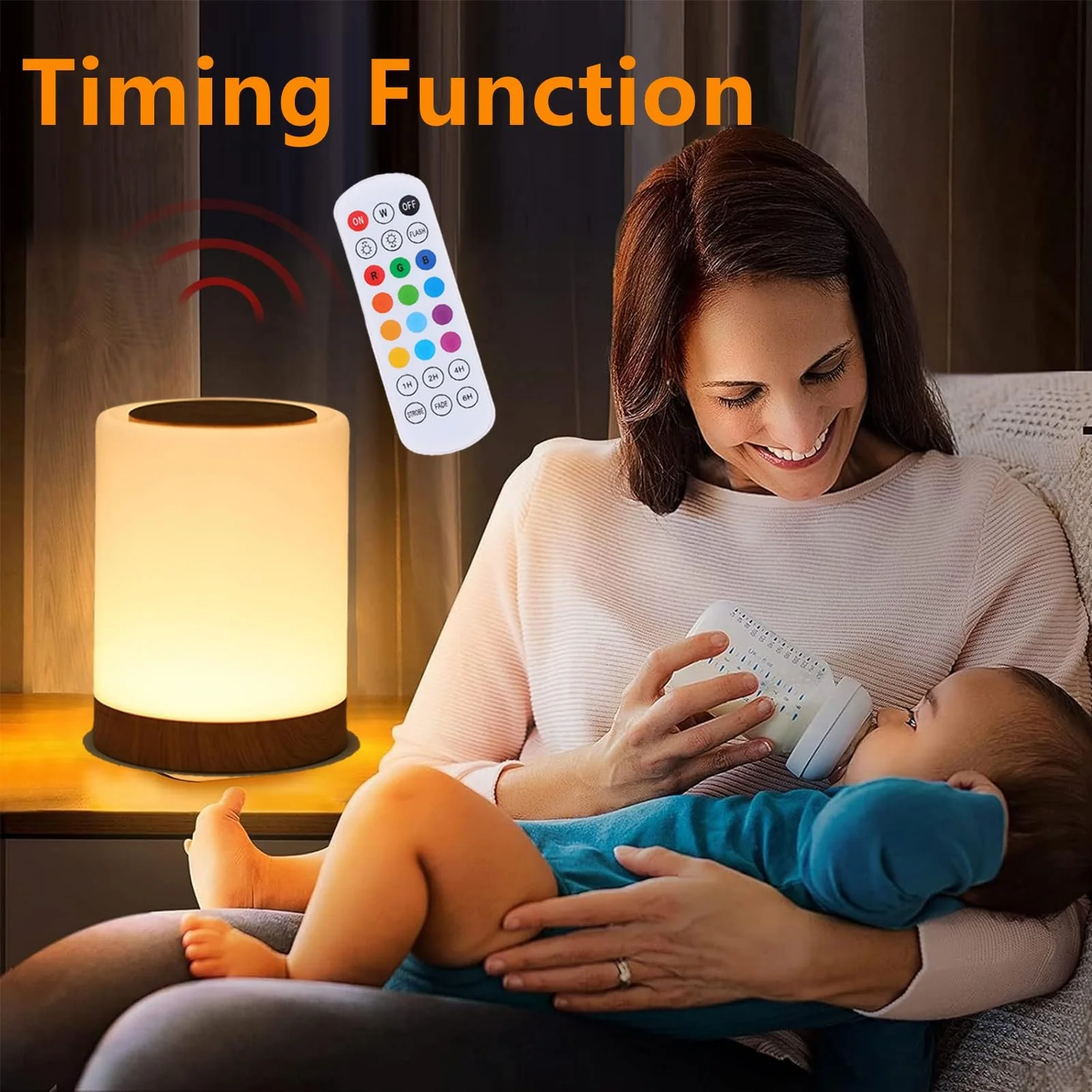Нічний світильник настільна лампа LED сенсорна з регулюванням яскравості 13 кольорів 3 режими USB акумуляторна з пультом дистанційного керування бездротова з таймером та функцією пам'яті, фото №3
