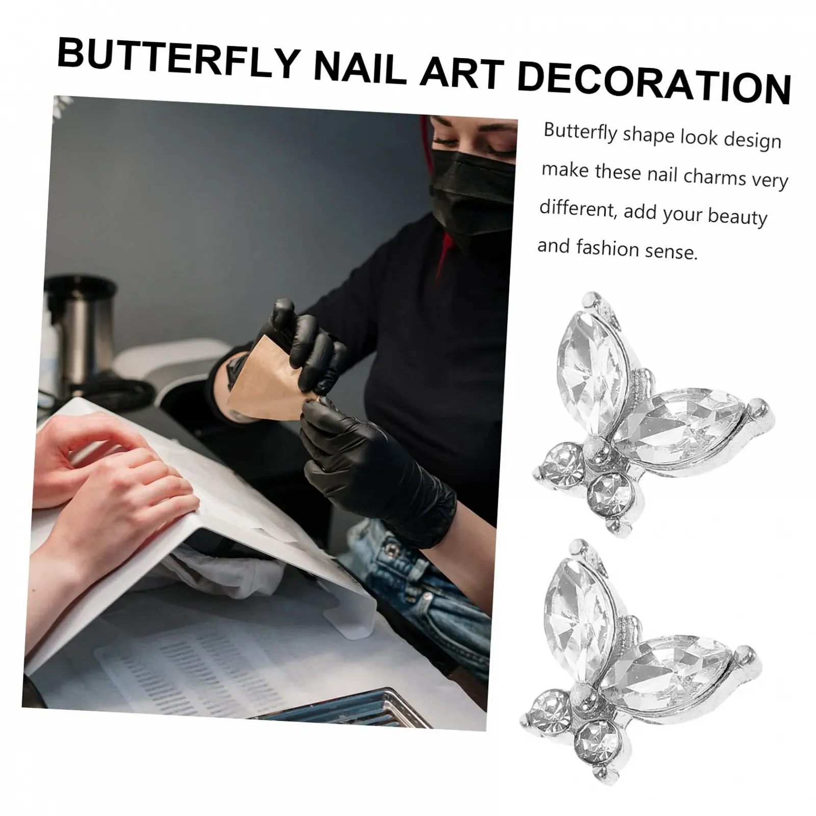 Підвіска для нігтів Метелик Healeved 2 Набори Сріблястий, x 2, фото №5