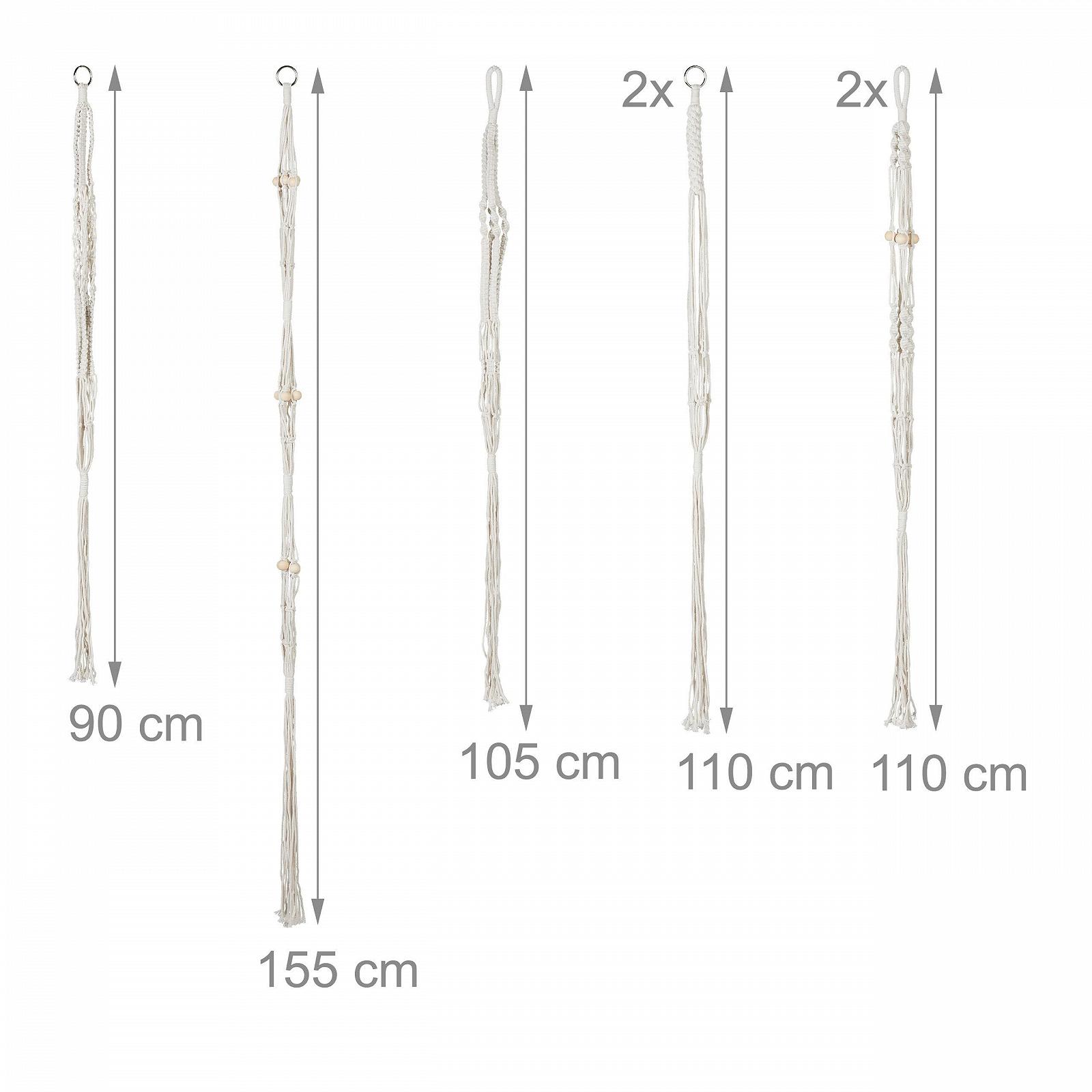 Підвісне кашпо макраме Relaxdays Набір з 7 шт. Бавовна Кремовий, фото №4