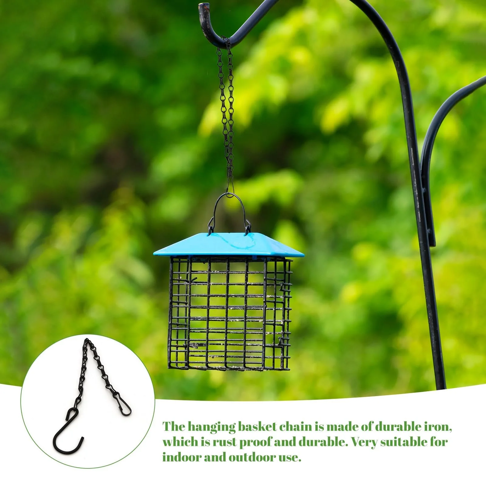 Цепи для подвесных корзин с крючками 50 см набор из 12 шт. черный, фото №3