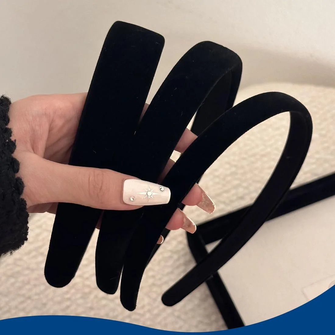 Обруч оксамитовий для волосся, однотонний, фото №3