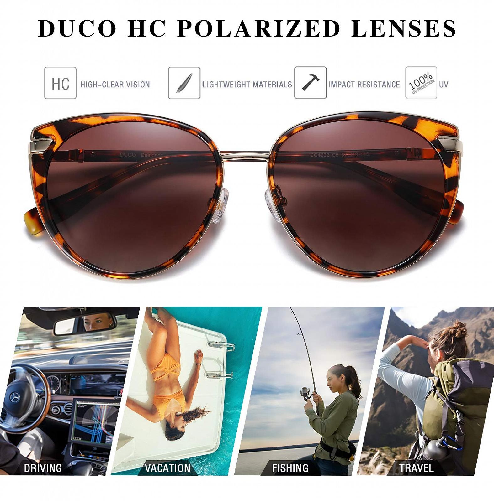 Поляризовані сонцезахисні окуляри ретро DUCO для жінок, вінтажні, захист UV400 DC1222, фото №5