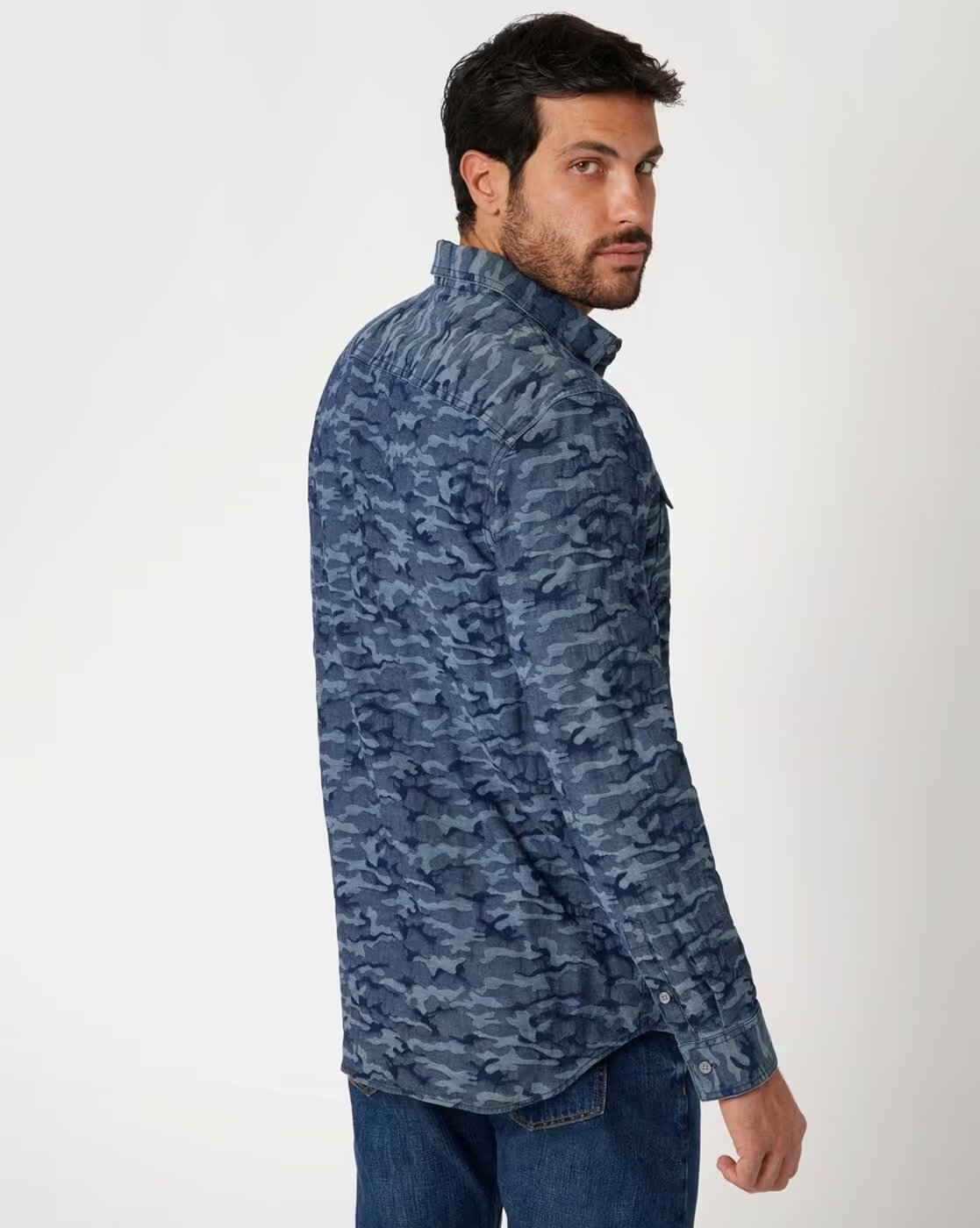 Мужская джинсовая рубашка GUESS JEANS / Синяя / Размер L, фото №3 Мужская джинсовая рубашка GUESS JEANS / Синяя / Размер L, фото №3