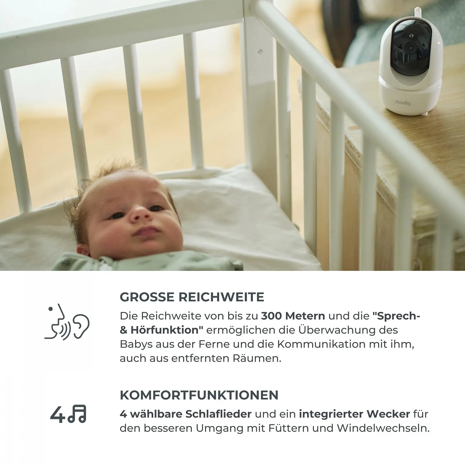 Відеоняня Nuvita Videovoice 3045 Wireless 360° VOX Night Vision Lullabies, фото №7 Відеоняня Nuvita Videovoice 3045 Wireless 360° VOX Night Vision Lullabies, фото №7