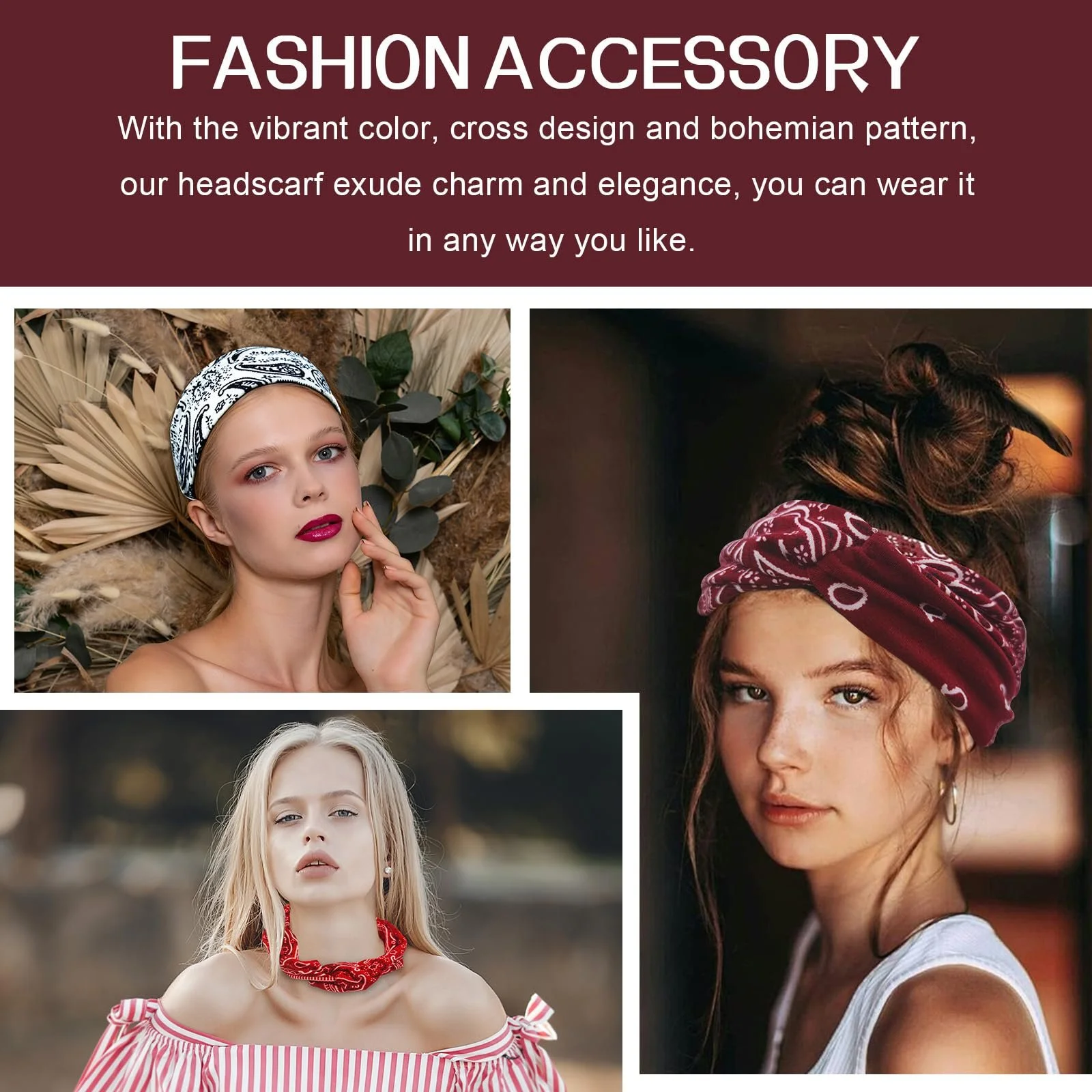 Пов'язка на голову Широка Різнокольорова, фото №5