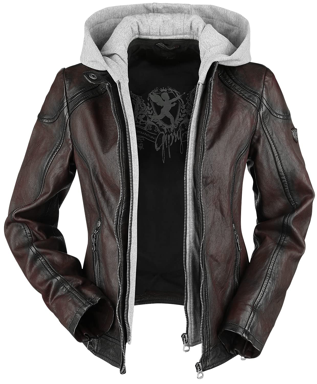 Кожаная Куртка Gipsy Angy W18 LASANV Женская Темно-Красный Biker, фото №3