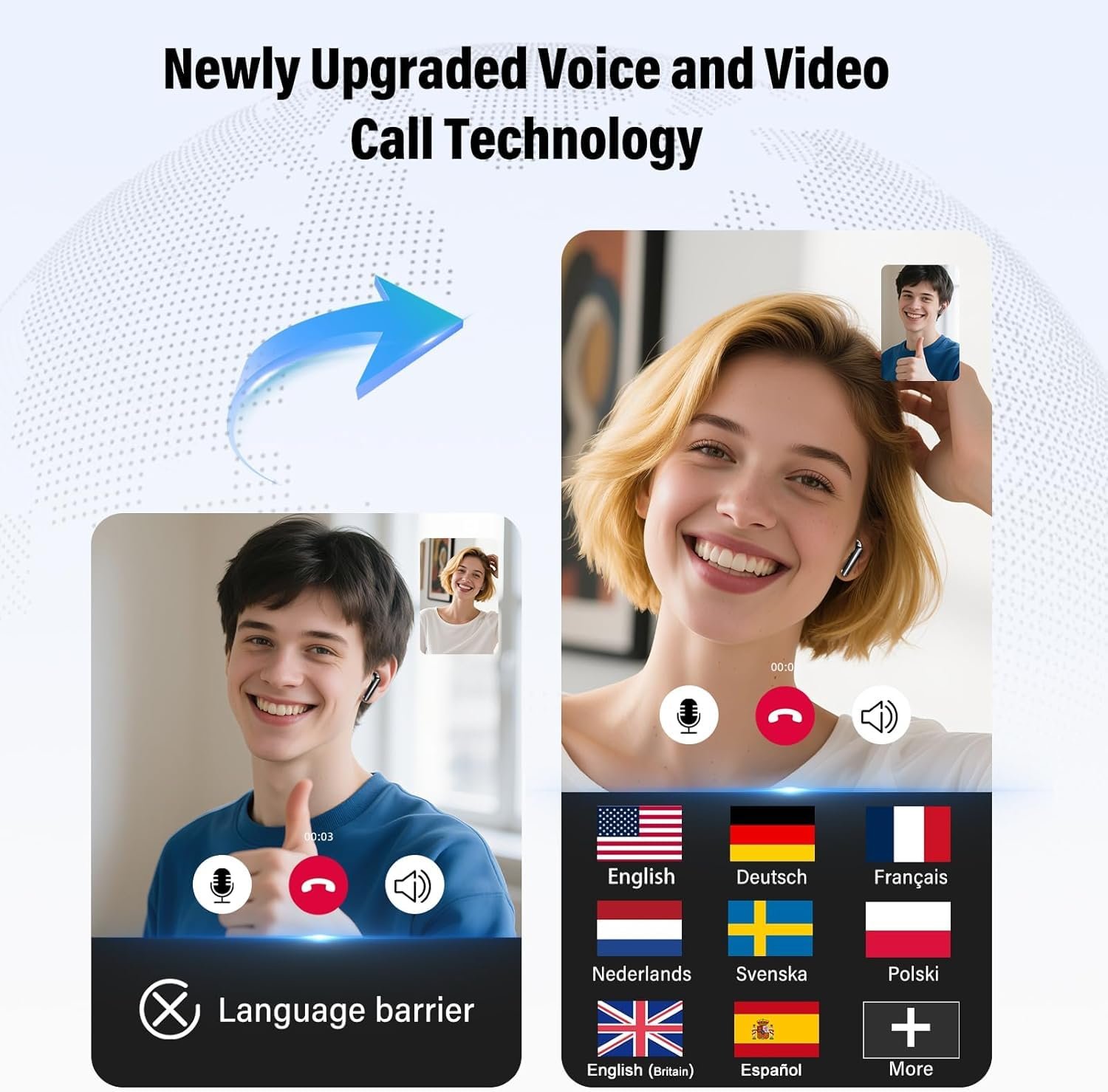 Наушники-переводчики Bluetooth 5.3 3-в-1 Черный, фото №6