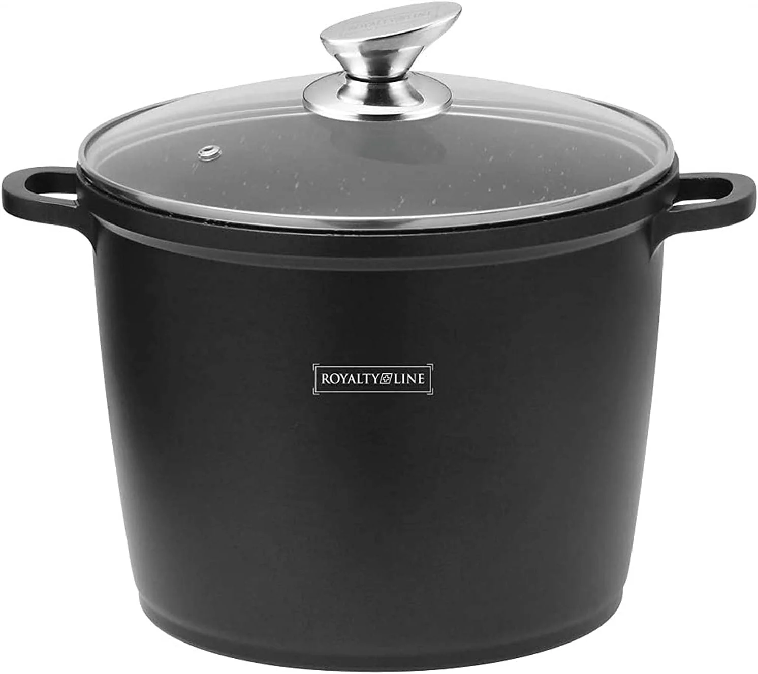 Кастрюля Royalty Line RL-AD24M высокая, антипригарная, со стеклянной крышкой, для индукции, черная, 7 л, 24 см, фото №1