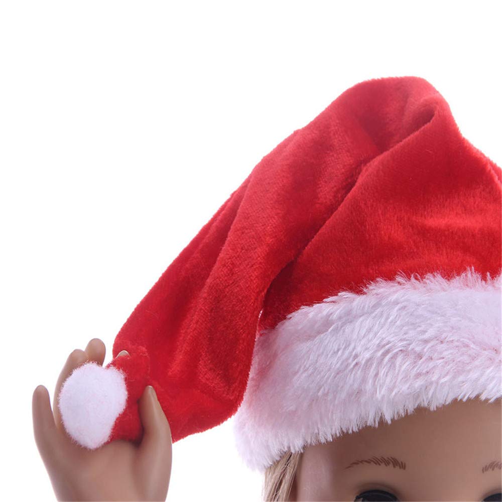 Одежда для кукол Uteruik Повседневные наряды для кукол 18 дюймов - Рождественская шапка, платье, шарф и туфли, аксессуары для костюмов, набор из 4 предметов, фото №4