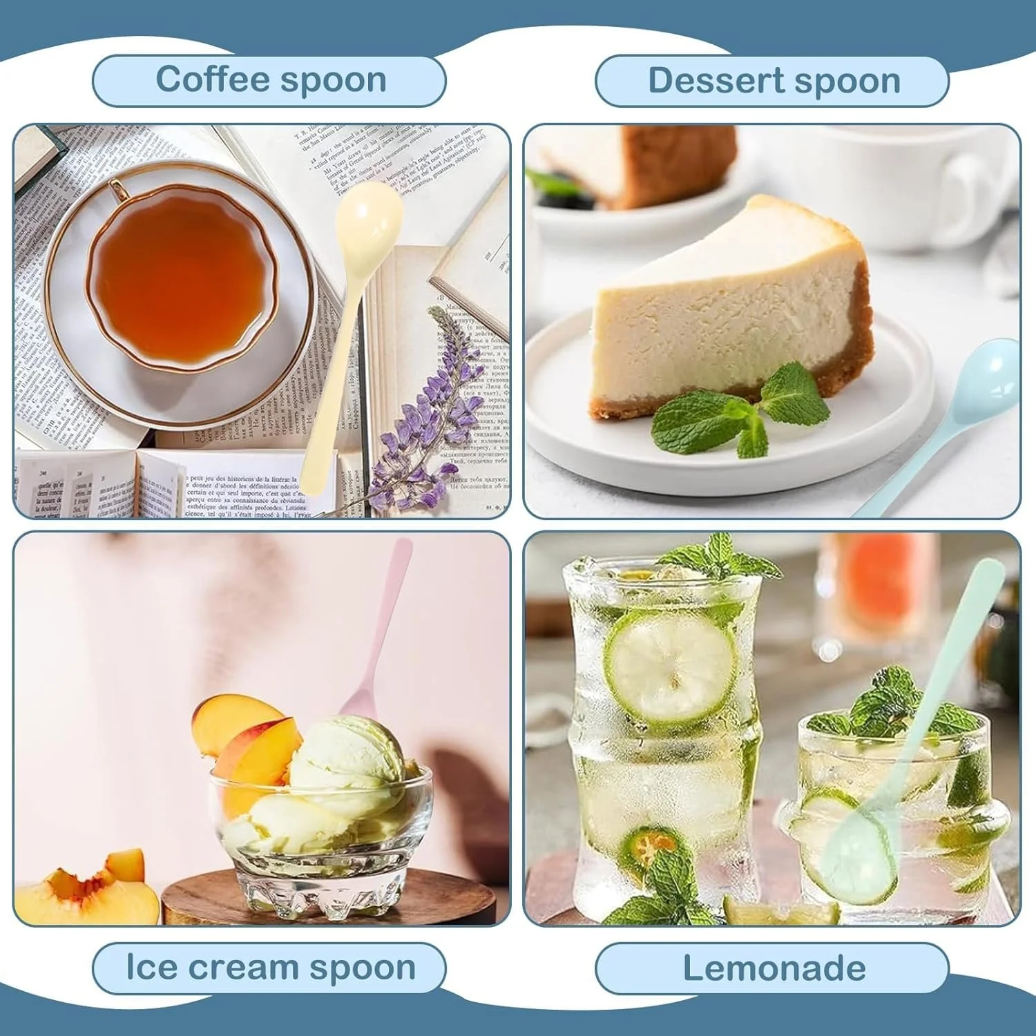 Набір з 5 багаторазових ложок Plastic Colourful, 16 см, різнокольорові, фото №5