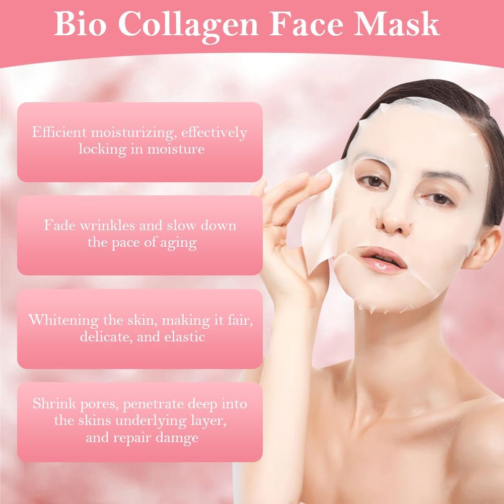 Маска LOPHE Коллаген, Набор из 4 штук, Увлажняющая ночная маска, Успокаивающая, Увлажняющая, Коллагеновая маска для всех типов кожи, Розовая, фото №4