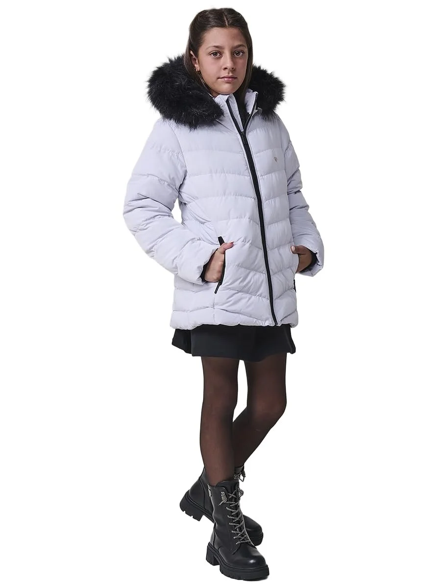 Куртка Koroshi стьобана для дівчат Перлинно-сіра, з коміром-стійкою, фото №1