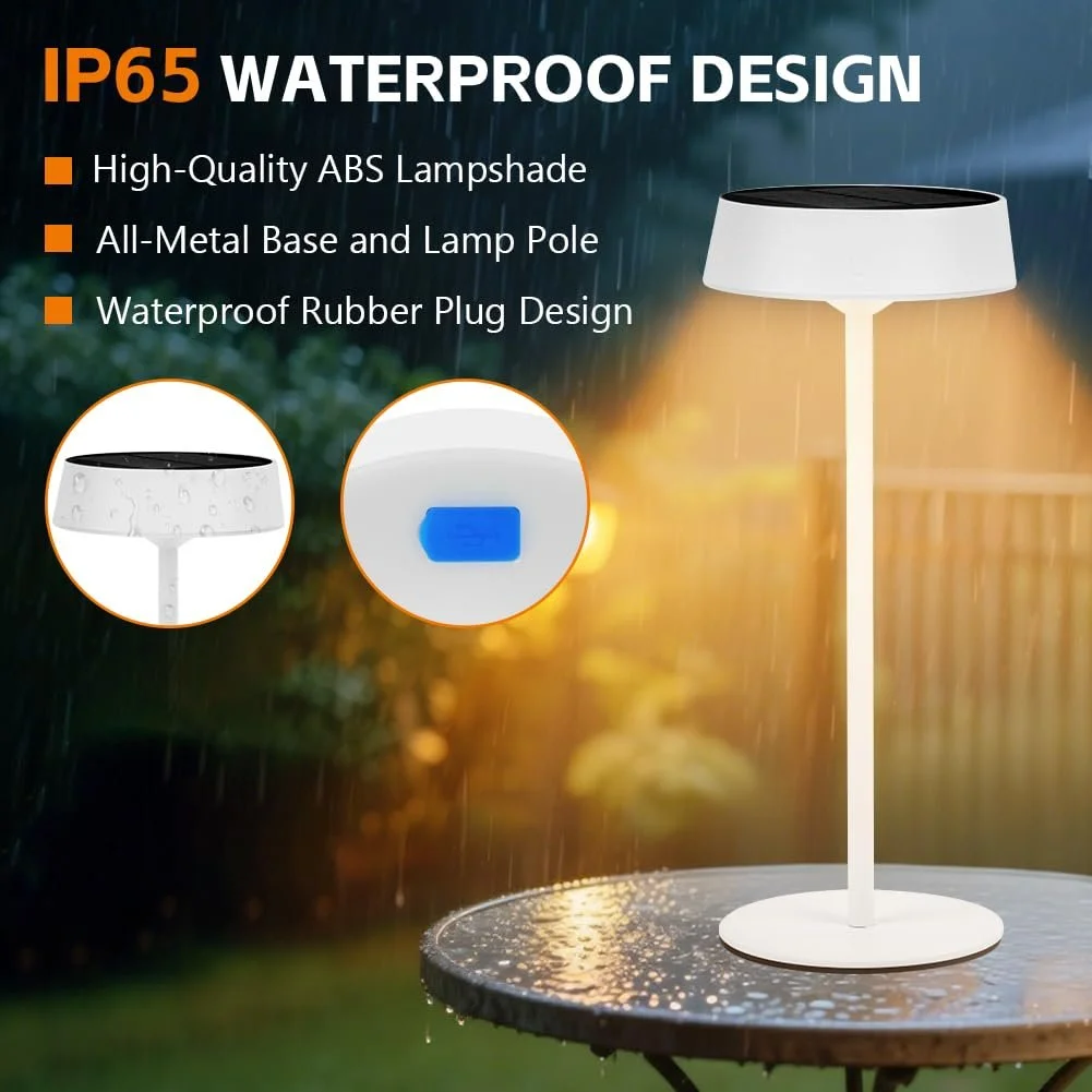 Настільна лампа HOTUT LED акумуляторна сонячна 4000 mAh IP65 3 режими Black/White, фото №5