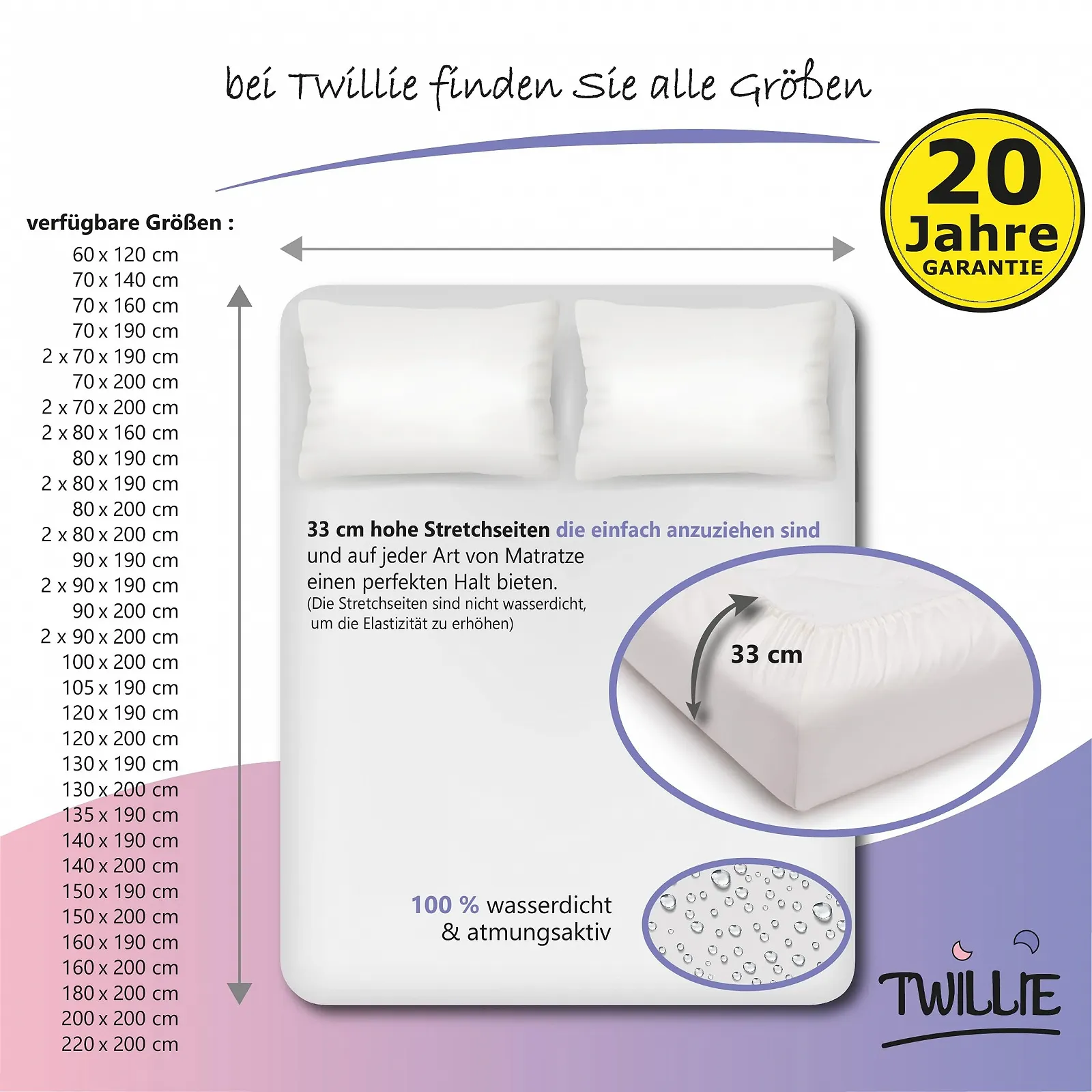Наматрацник Twillie 200 x 220 см Водонепроникний Oeko-Tex Aegis Дихаючий Антикліщовий, фото №2