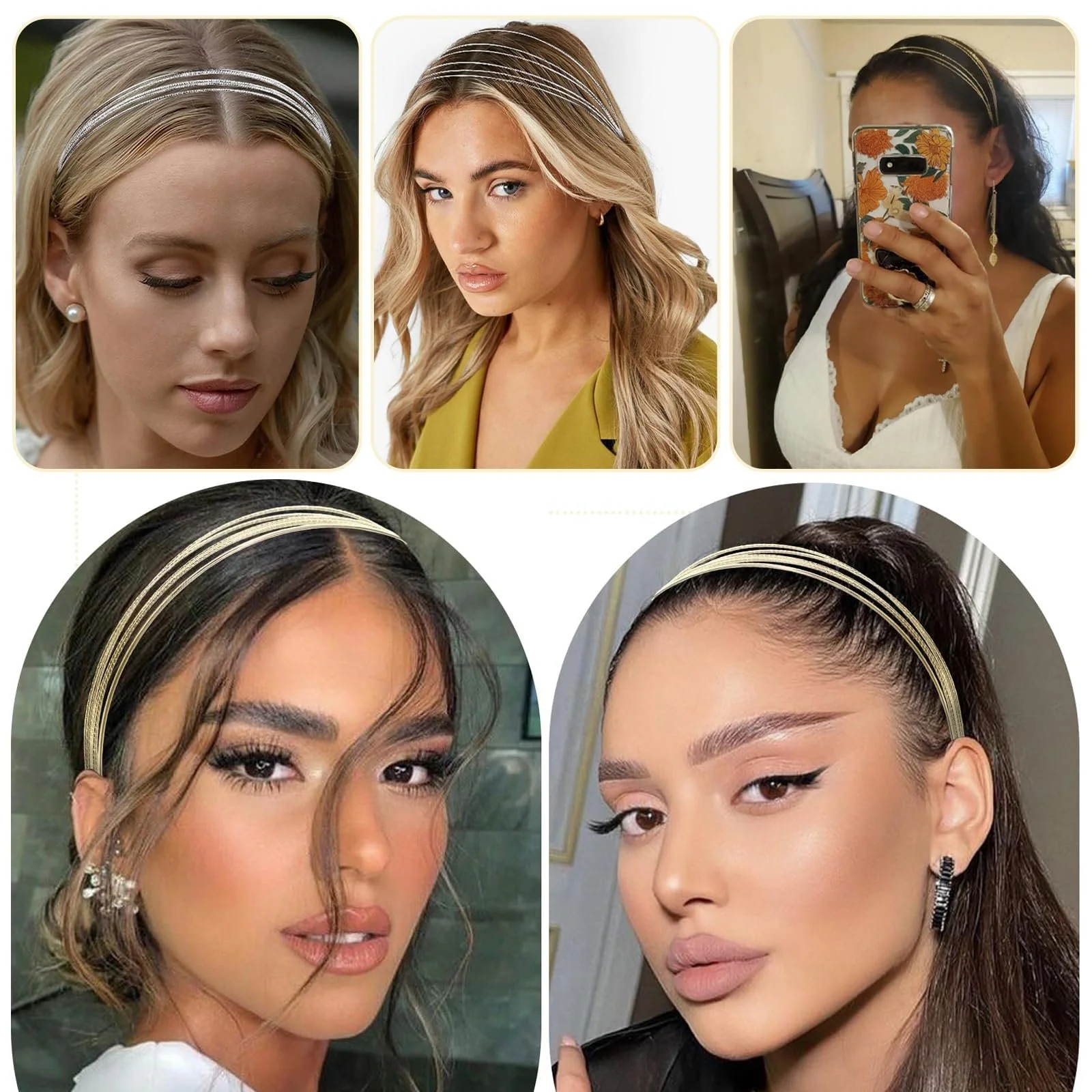 Набор из 2 многослойных металлических обручей для женщин., фото №7