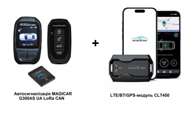Автосигнализация MAGICAR G300AS UA LoRa CAN LTE/BT/GPS-модуль CLT450, фото №1