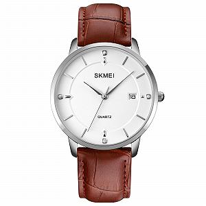 Годинник Skmei 1801LSIBN Silver-White Brown Leather - Фото 1