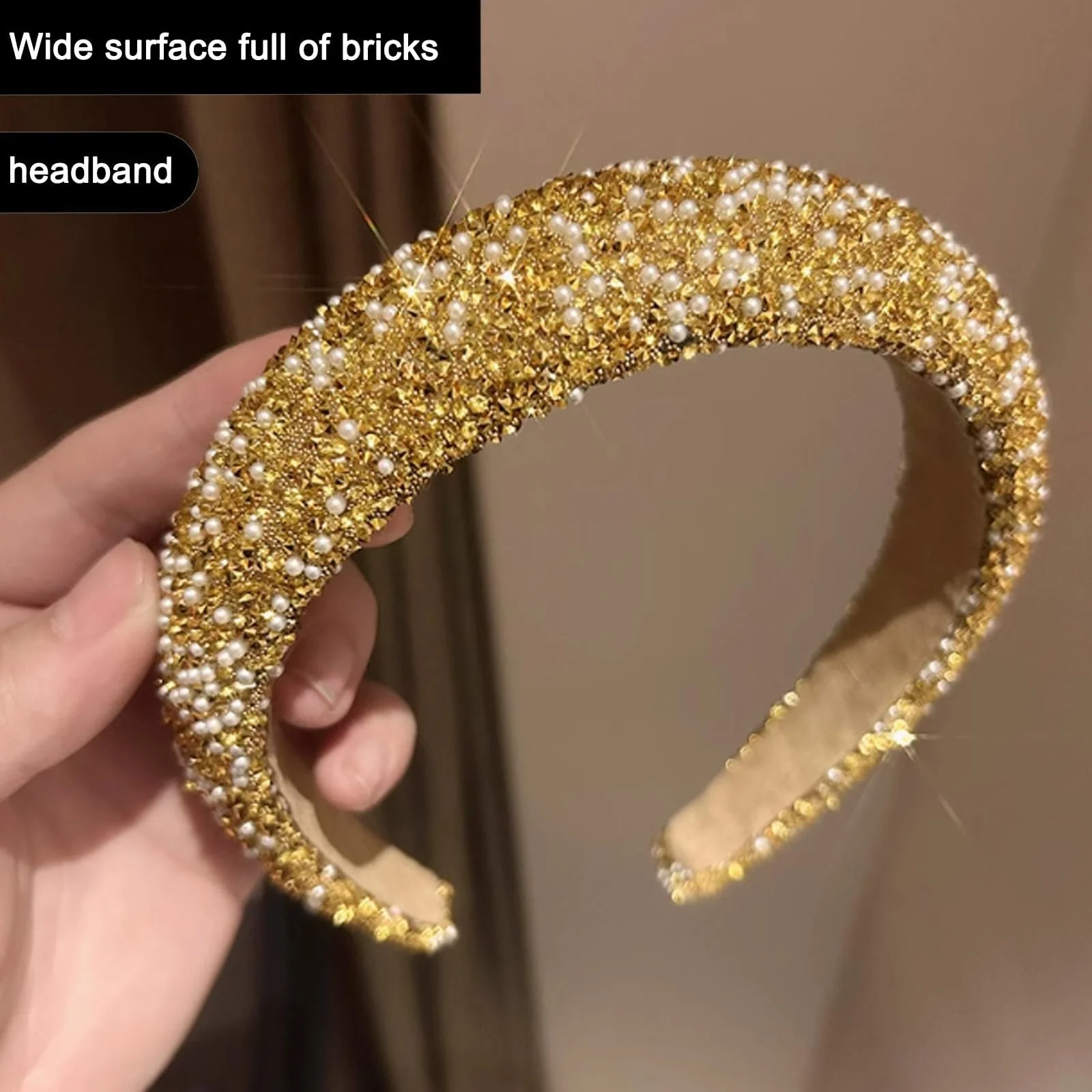 Обруч Блискучий зі стразами, Жіночий широкий, фото №6