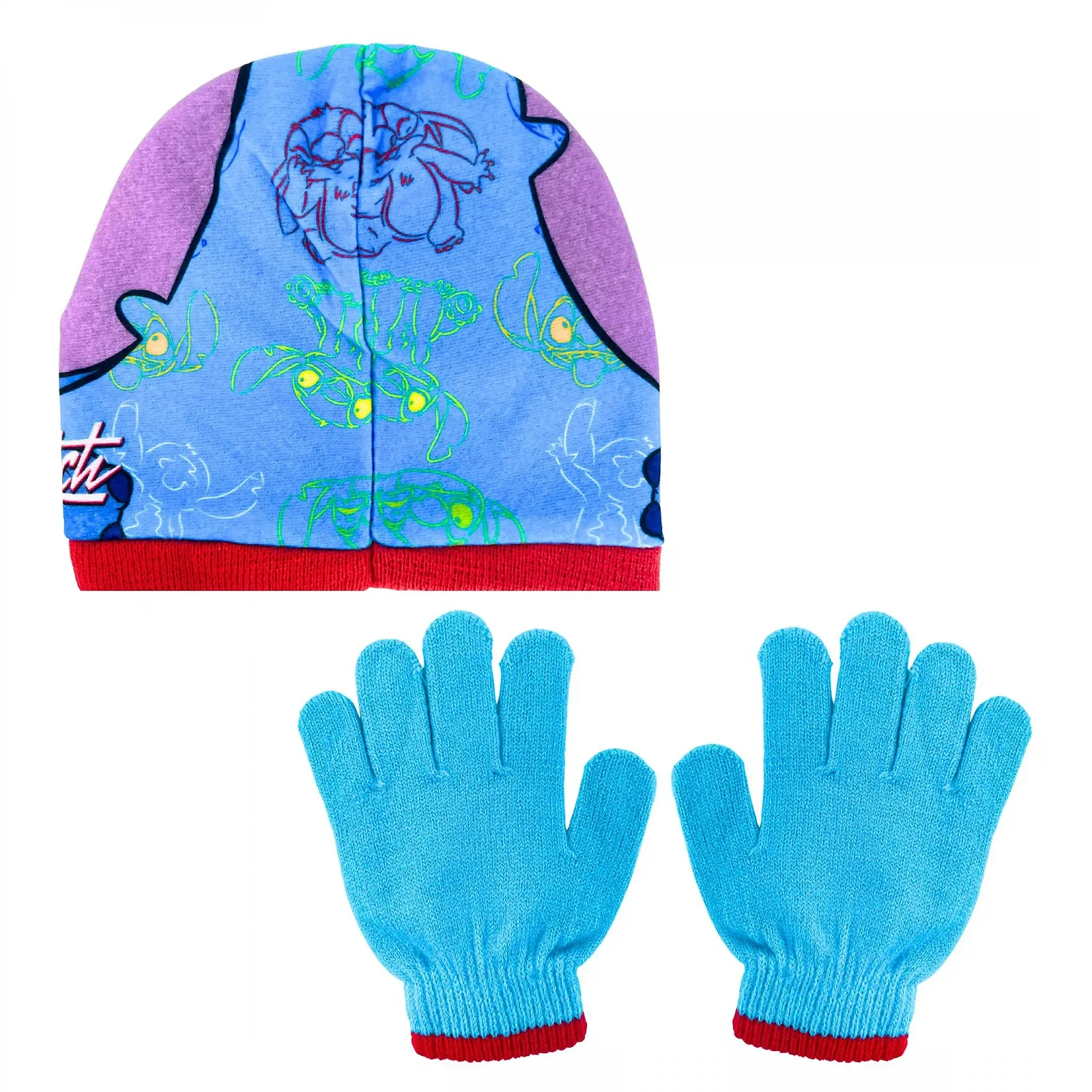 Комплект зимовий для дівчат Шапка та рукавички Stitch Disney Дизайн Stitch, різнокольоровий, фото №1