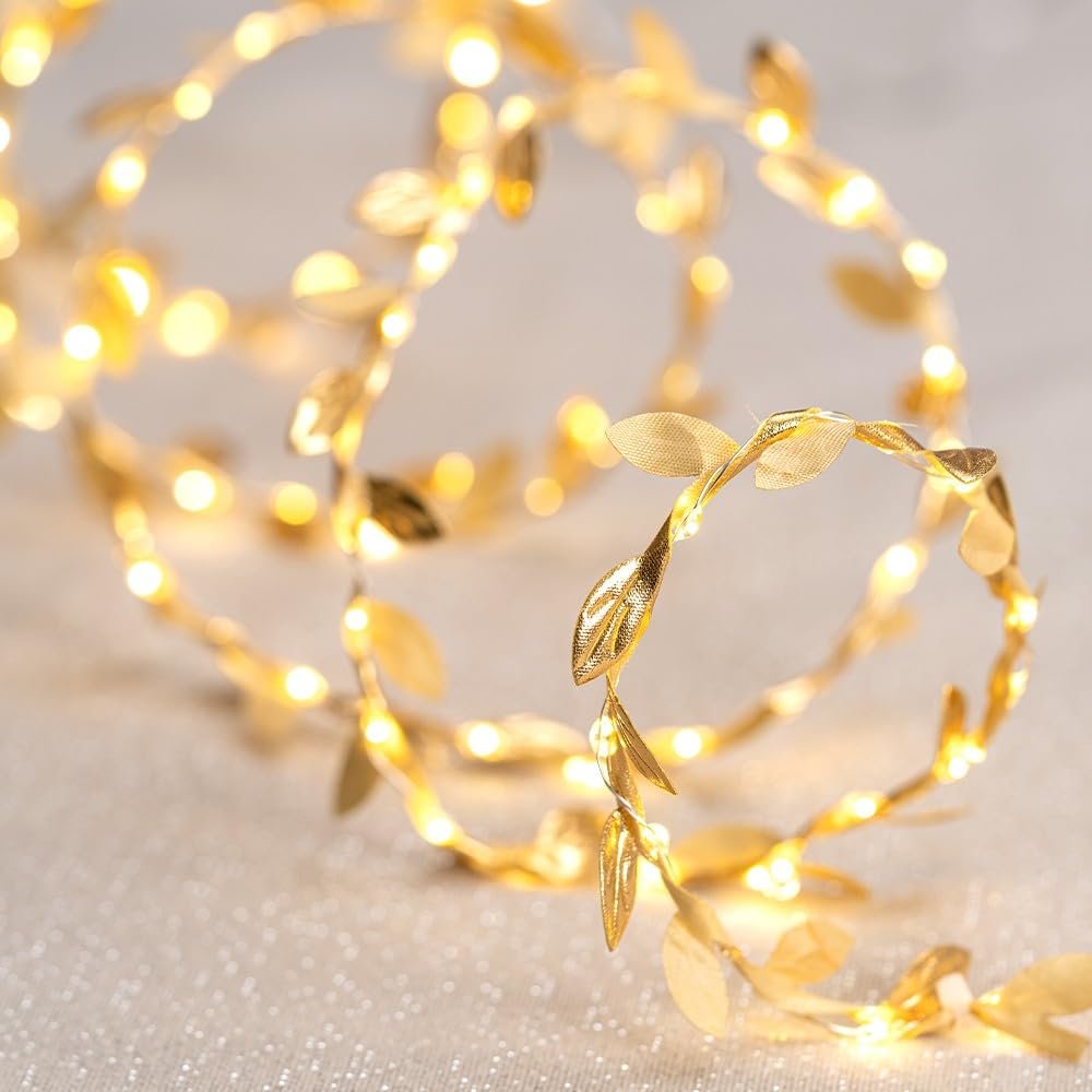 Світлодіодна гірлянда Ideen mit Herz Golden Leaves 100 LED 1,80 м Золотий, фото №1