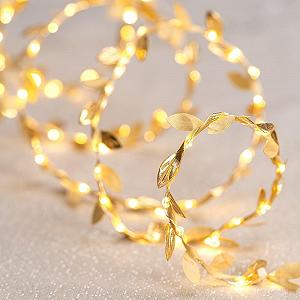 Світлодіодна гірлянда Ideen mit Herz Golden Leaves 100 LED 1,80 м Золотий - Фото 1